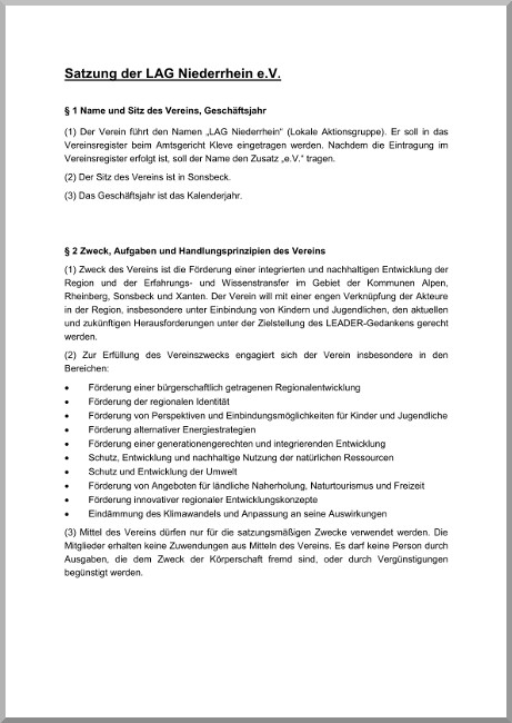 Satzung LAG Niederrhein e.V.